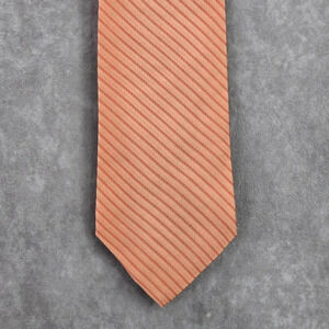City of London Orange Pink Stripe Geometric 100% Silk‎ Men's Neck Tie NWOT
